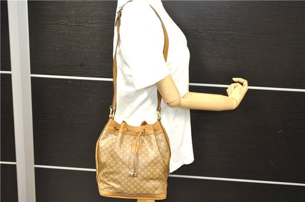 Authentic CELINE Macadam Blason Shoulder Bag Purse PVC Leather Beige 9960C