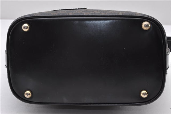 Authentic CELINE Macadam Blason Shoulder Hand Bag Purse PVC Leather Black 9961C