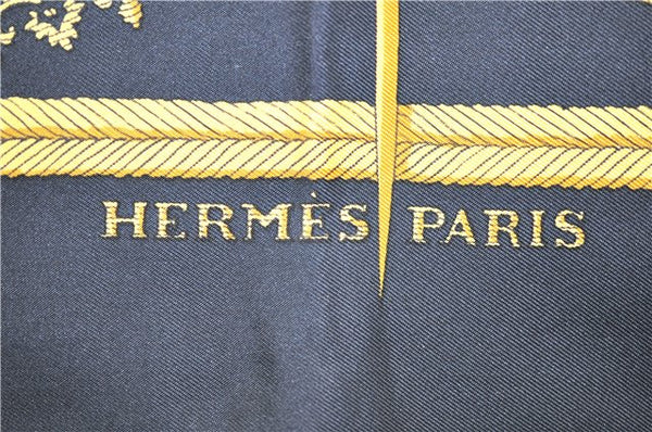 Authentic HERMES Carre 90 Scarf "LES ARMES DE PARIS" Silk Yellow 9970D