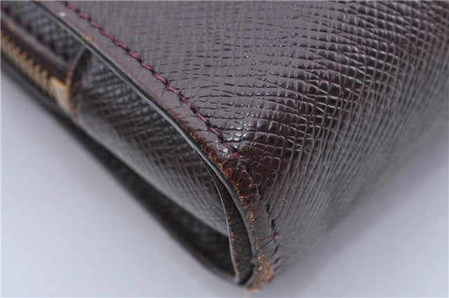 Authentic Louis Vuitton Taiga Baikal Clutch Bag Purple M30186 LV 9971C