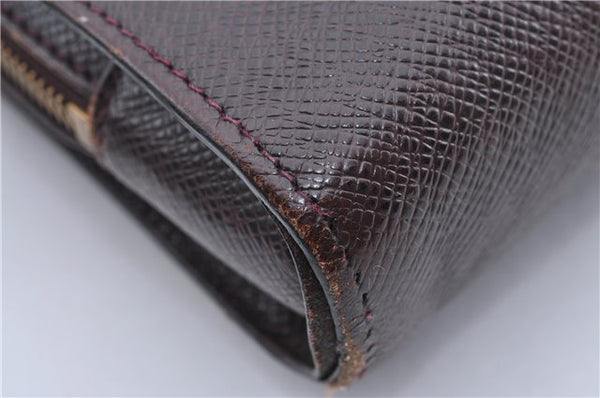 Authentic Louis Vuitton Taiga Baikal Clutch Bag Purple M30186 LV 9971C