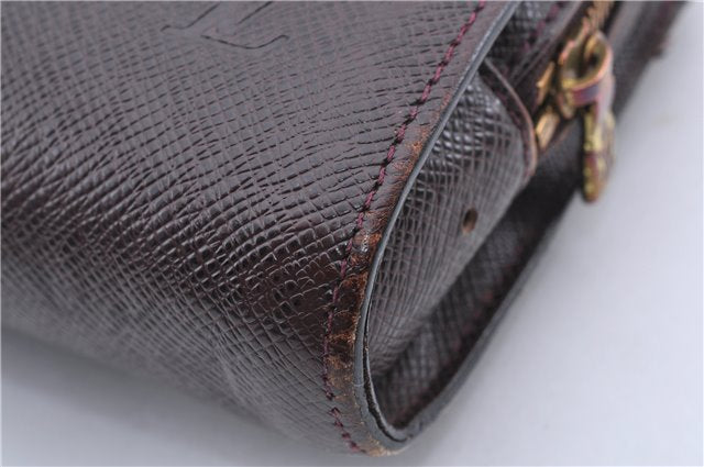 Authentic Louis Vuitton Taiga Baikal Clutch Bag Purple M30186 LV 9971C