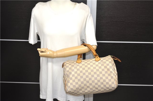 Authentic Louis Vuitton Damier Azur Speedy30 Hand Bag N41533 LV 9972C