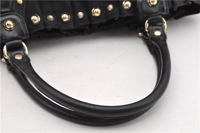 Authentic GUCCI Vintage Shoulder Tote Bag GG Canvas Leather 206719 Black 9973F