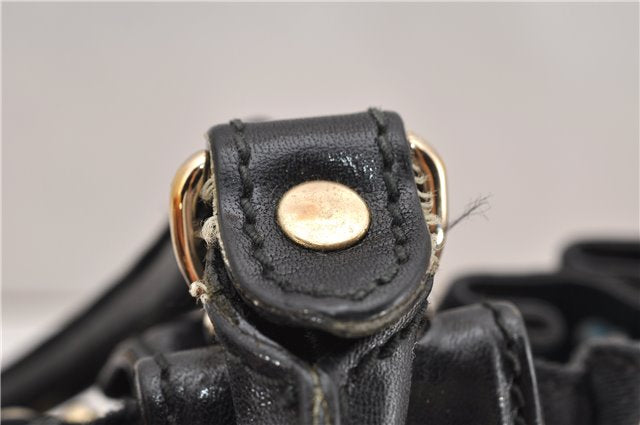 Authentic GUCCI Vintage Shoulder Tote Bag GG Canvas Leather 206719 Black 9973F