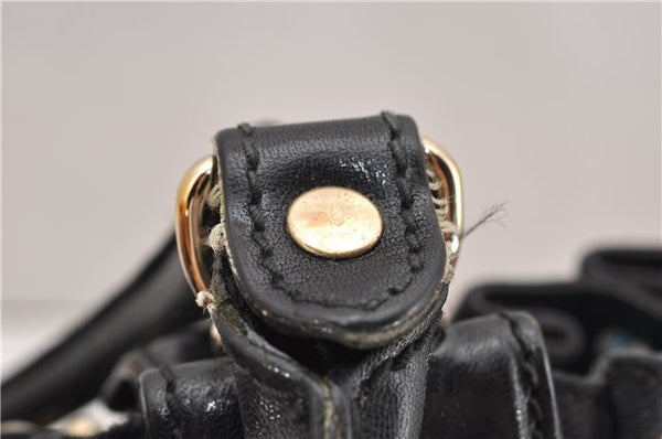 Authentic GUCCI Vintage Shoulder Tote Bag GG Canvas Leather 206719 Black 9973F