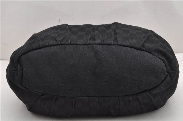 Authentic GUCCI Vintage Shoulder Tote Bag GG Canvas Leather 206719 Black 9973F