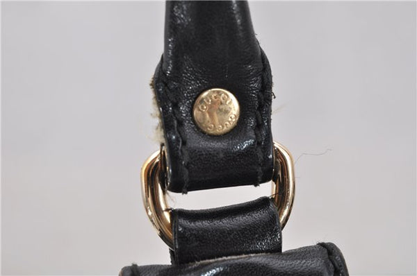 Authentic GUCCI Vintage Shoulder Tote Bag GG Canvas Leather 206719 Black 9973F