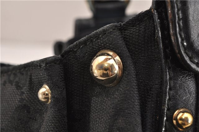 Authentic GUCCI Vintage Shoulder Tote Bag GG Canvas Leather 206719 Black 9973F