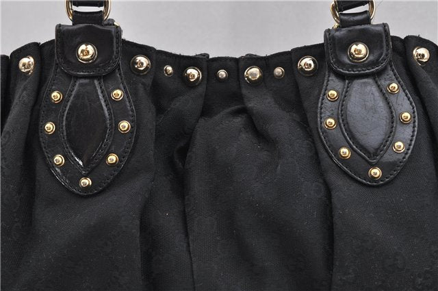 Authentic GUCCI Vintage Shoulder Tote Bag GG Canvas Leather 206719 Black 9973F