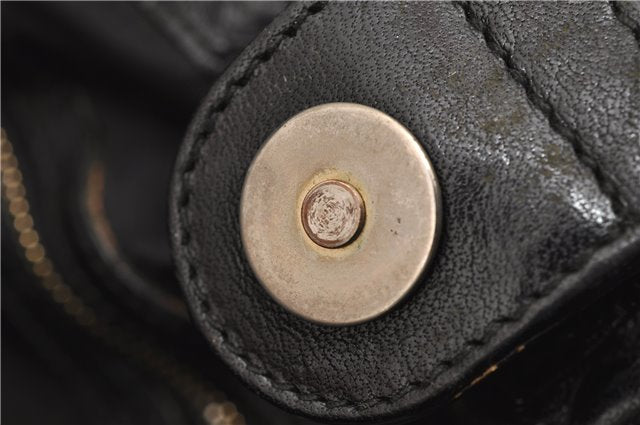 Authentic GUCCI Vintage Shoulder Tote Bag GG Canvas Leather 206719 Black 9973F