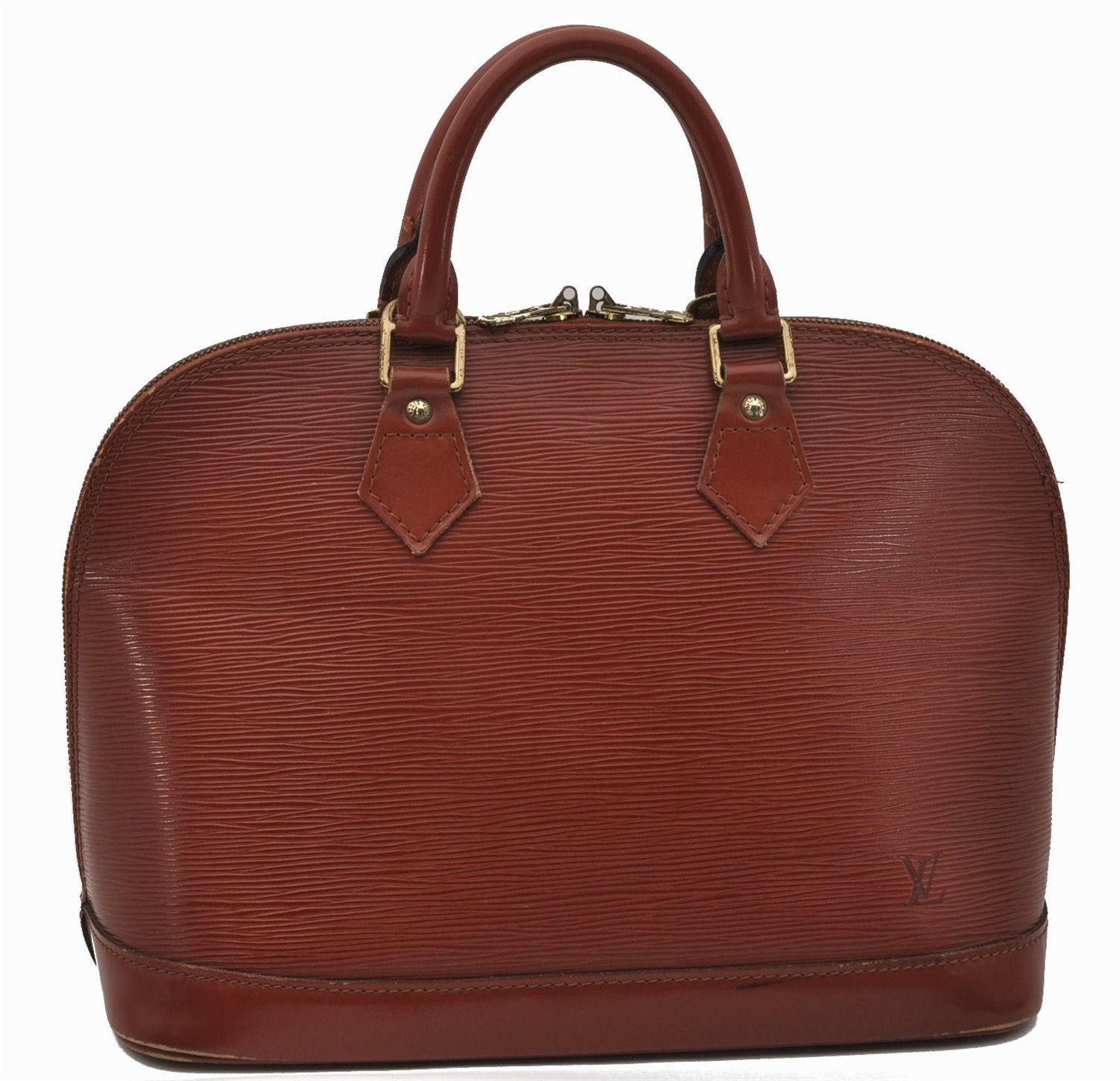 Authentic Louis Vuitton Epi Alma PM Hand Bag Brown M52143 LV 9976E