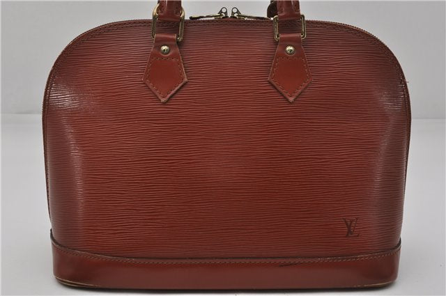 Authentic Louis Vuitton Epi Alma PM Hand Bag Brown M52143 LV 9976E
