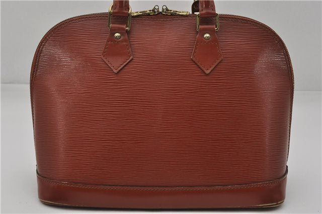 Authentic Louis Vuitton Epi Alma PM Hand Bag Brown M52143 LV 9976E
