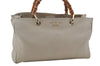 Authentic GUCCI Bamboo Shopper 2way Hand Shoulder Bag Leather 323660 Ivory 9978D
