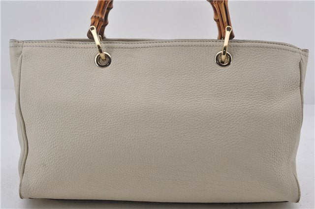 Authentic GUCCI Bamboo Shopper 2way Hand Shoulder Bag Leather 323660 Ivory 9978D