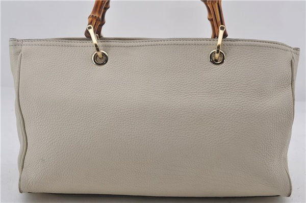 Authentic GUCCI Bamboo Shopper 2way Hand Shoulder Bag Leather 323660 Ivory 9978D