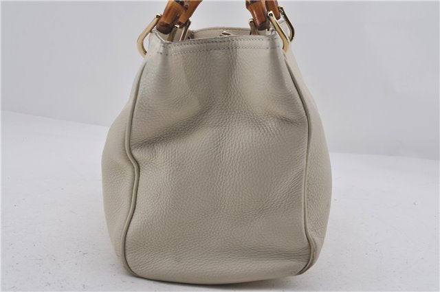 Authentic GUCCI Bamboo Shopper 2way Hand Shoulder Bag Leather 323660 Ivory 9978D