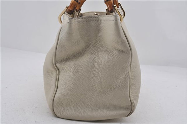 Authentic GUCCI Bamboo Shopper 2way Hand Shoulder Bag Leather 323660 Ivory 9978D