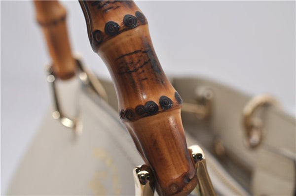 Authentic GUCCI Bamboo Shopper 2way Hand Shoulder Bag Leather 323660 Ivory 9978D