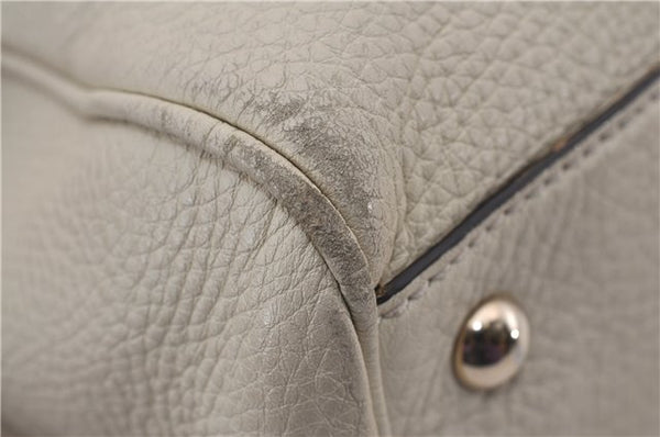 Authentic GUCCI Bamboo Shopper 2way Hand Shoulder Bag Leather 323660 Ivory 9978D