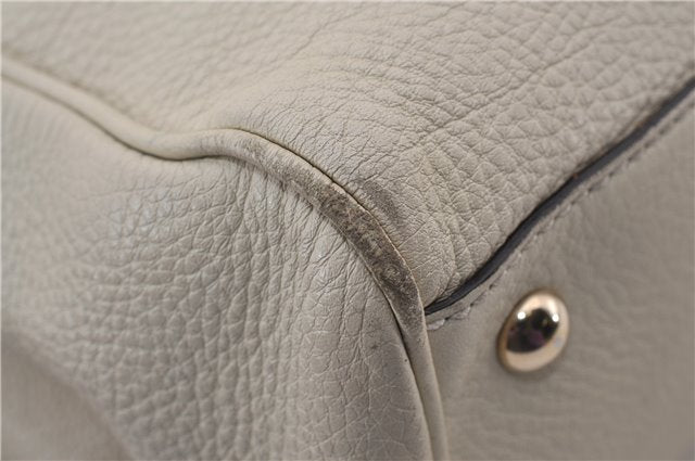 Authentic GUCCI Bamboo Shopper 2way Hand Shoulder Bag Leather 323660 Ivory 9978D