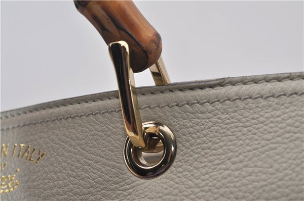 Authentic GUCCI Bamboo Shopper 2way Hand Shoulder Bag Leather 323660 Ivory 9978D