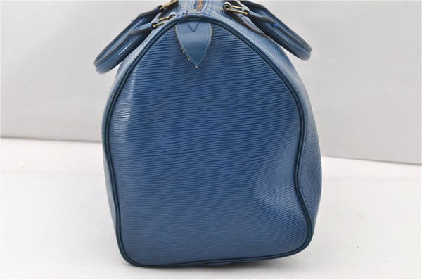 Authentic Louis Vuitton Epi Speedy 35 Hand Boston Bag Blue M42995 LV 9989F