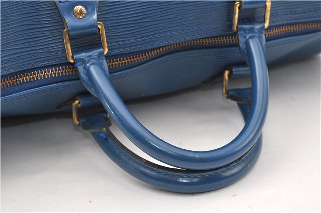 Authentic Louis Vuitton Epi Speedy 35 Hand Boston Bag Blue M42995 LV 9989F