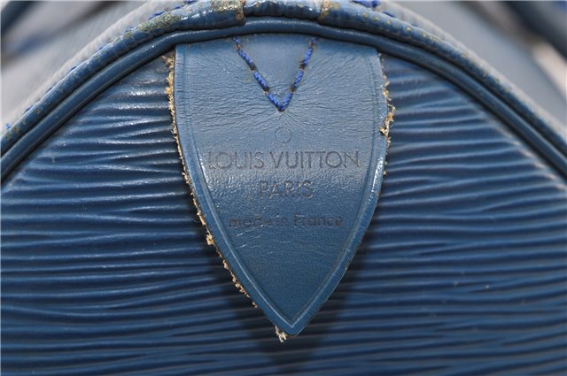 Authentic Louis Vuitton Epi Speedy 35 Hand Boston Bag Blue M42995 LV 9989F