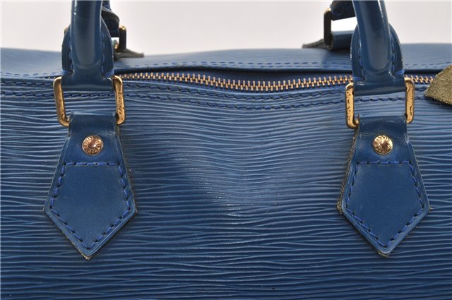 Authentic Louis Vuitton Epi Speedy 35 Hand Boston Bag Blue M42995 LV 9989F