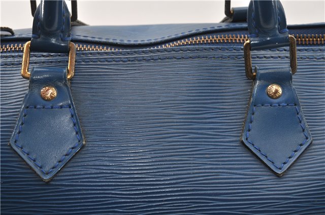 Authentic Louis Vuitton Epi Speedy 35 Hand Boston Bag Blue M42995 LV 9989F
