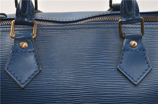 Authentic Louis Vuitton Epi Speedy 35 Hand Boston Bag Blue M42995 LV 9989F