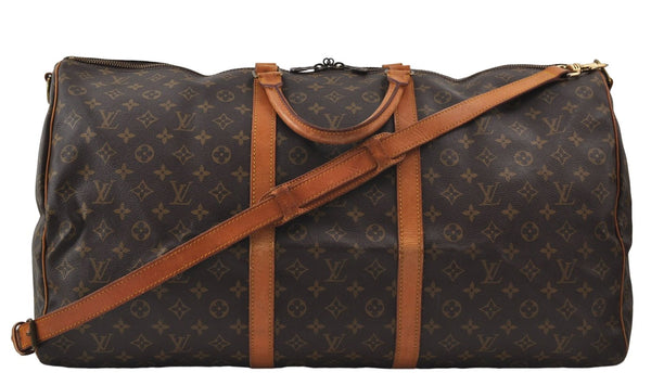 Auth Louis Vuitton Monogram Keepall Bandouliere 60 Boston Bag M41412 LV 9994D