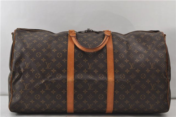 Auth Louis Vuitton Monogram Keepall Bandouliere 60 Boston Bag M41412 LV 9994D