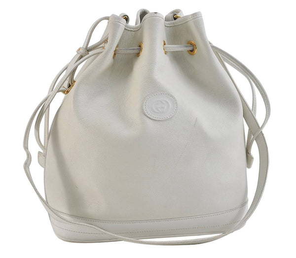 Authentic GUCCI Shoulder Cross Body Bag Purse Leather White 9999C