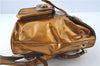 Authentic GUCCI Bamboo Backpack Enamel Leather Gold Junk B2049