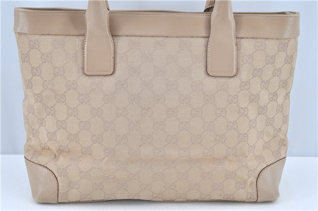 Authentic GUCCI Shoulder Tote Bag GG Canvas Leather 33890 Beige B6920