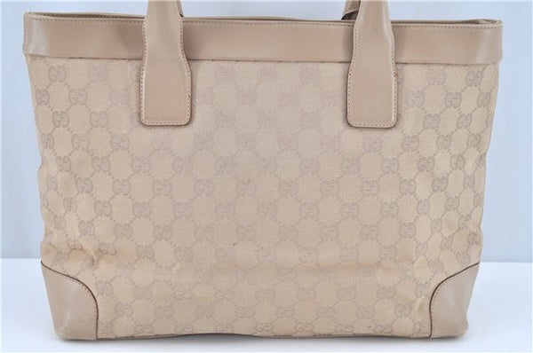 Authentic GUCCI Shoulder Tote Bag GG Canvas Leather 33890 Beige B6920