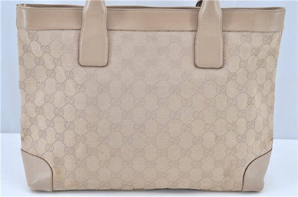 Authentic GUCCI Shoulder Tote Bag GG Canvas Leather 33890 Beige B6920