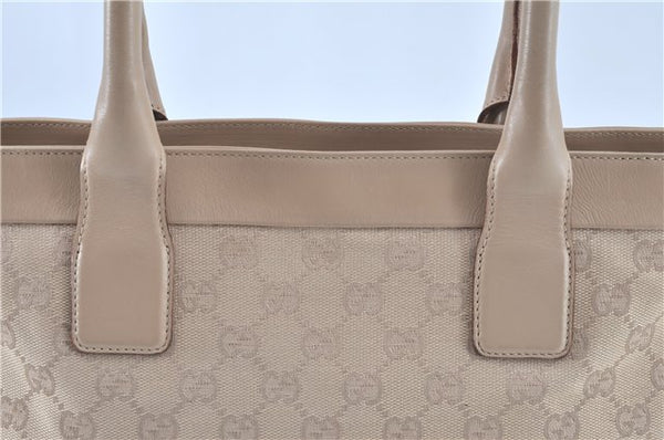 Authentic GUCCI Shoulder Tote Bag GG Canvas Leather 33890 Beige B6920