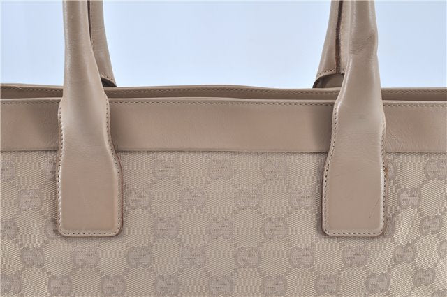 Authentic GUCCI Shoulder Tote Bag GG Canvas Leather 33890 Beige B6920