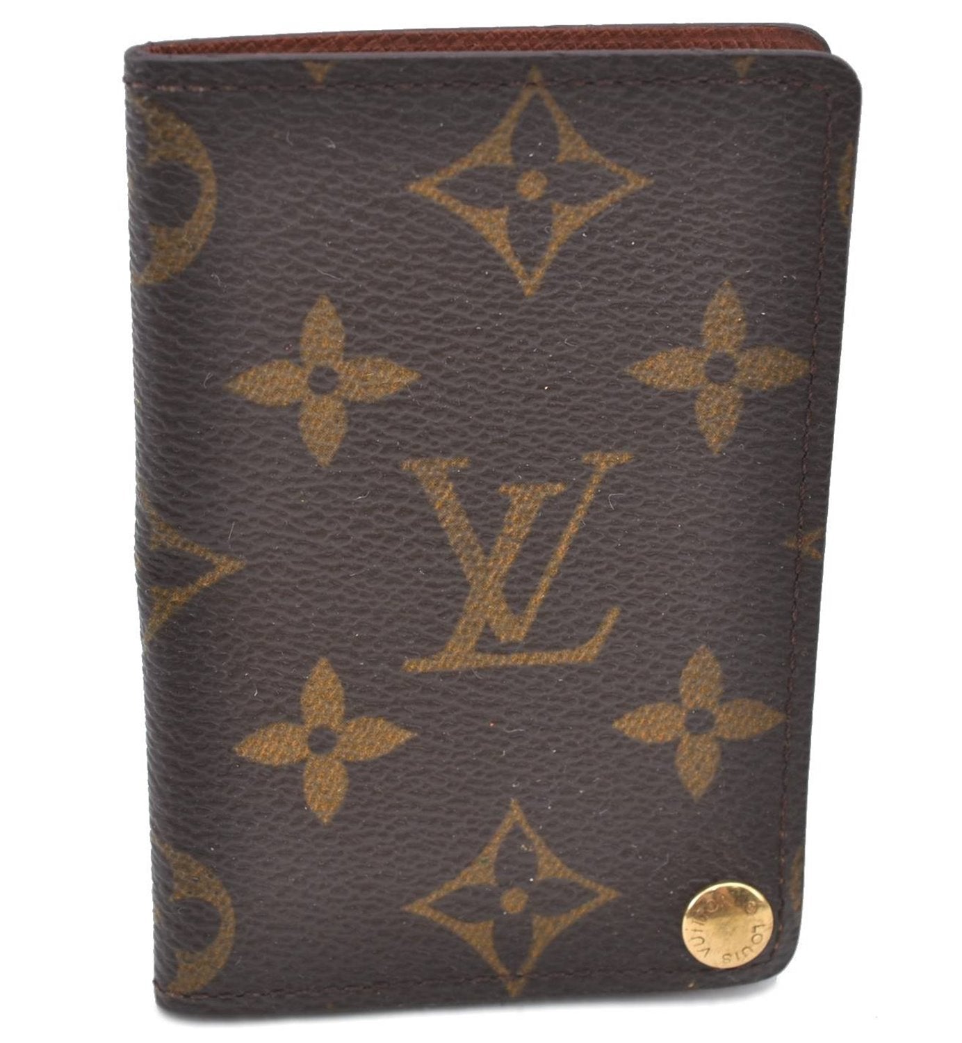 Auth Louis Vuitton Monogram Porte Cartes Credit Pression M60937 Card Case C5915