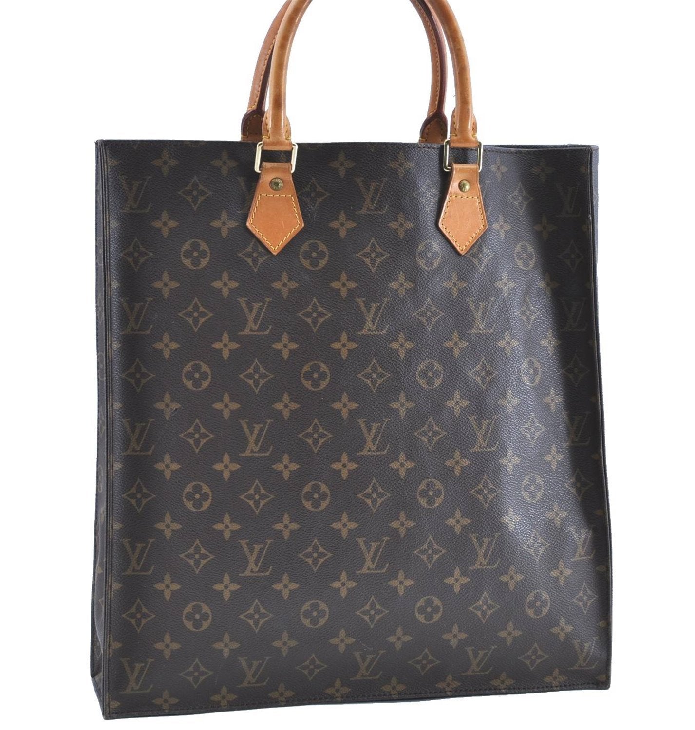 Authentic LOUIS VUITTON Monogram Sac Plat Hand Bag M51140 LV C8194