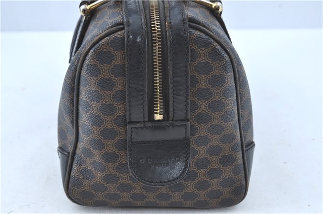 Authentic CELINE Macadam Blason Pattern Hand Boston Bag PVC Leather Black D5080