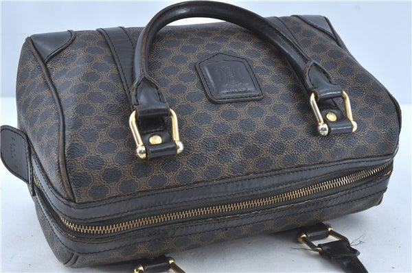 Authentic CELINE Macadam Blason Pattern Hand Boston Bag PVC Leather Black D5080
