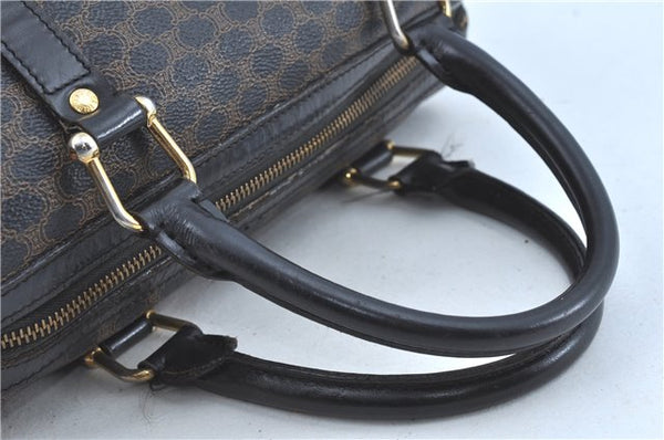 Authentic CELINE Macadam Blason Pattern Hand Boston Bag PVC Leather Black D5080