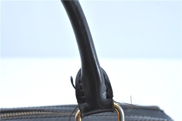 Authentic CELINE Macadam Blason Pattern Hand Boston Bag PVC Leather Black D5080