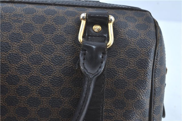 Authentic CELINE Macadam Blason Pattern Hand Boston Bag PVC Leather Black D5080