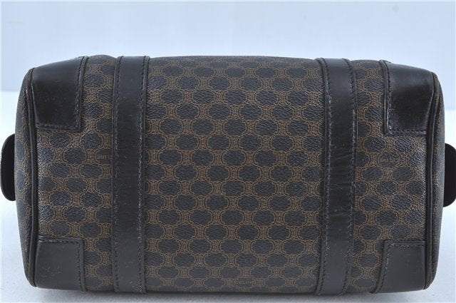 Authentic CELINE Macadam Blason Pattern Hand Boston Bag PVC Leather Black D5080